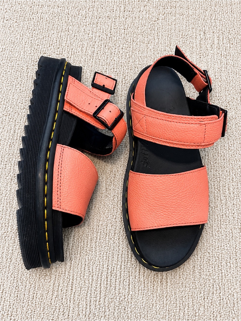 Dr. Martens Womens Coral Leather Strappy Platform Sandals
